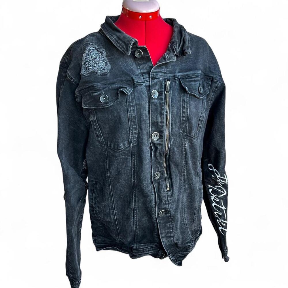 8th‎ Dstrkt Denim Black Denim Moto Jacket